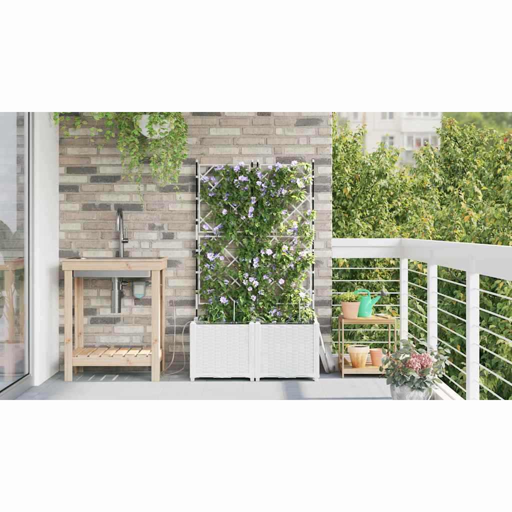 Ghivece pentru grădină Alb 80 x 40 x 142 cm Oțel GartenMobel Dekor