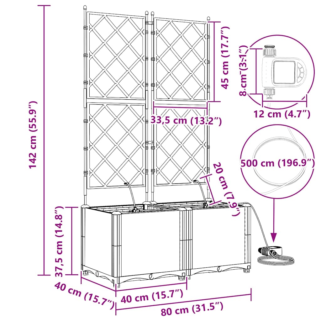 Ghivece pentru grădină Alb 80 x 40 x 142 cm Oțel GartenMobel Dekor