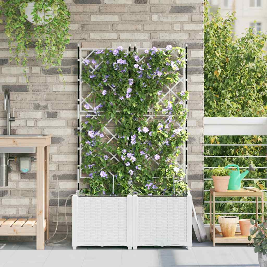 Ghivece pentru grădină Alb 80 x 40 x 142 cm Oțel GartenMobel Dekor