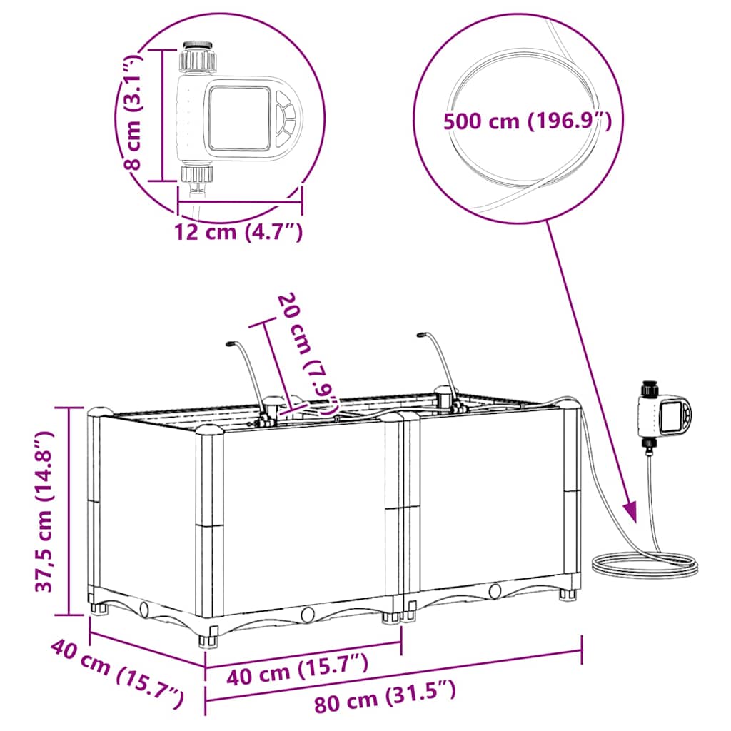 Ghivece pentru grădină Alb 80 x 40 x 37.5 cm Oțel GartenMobel Dekor
