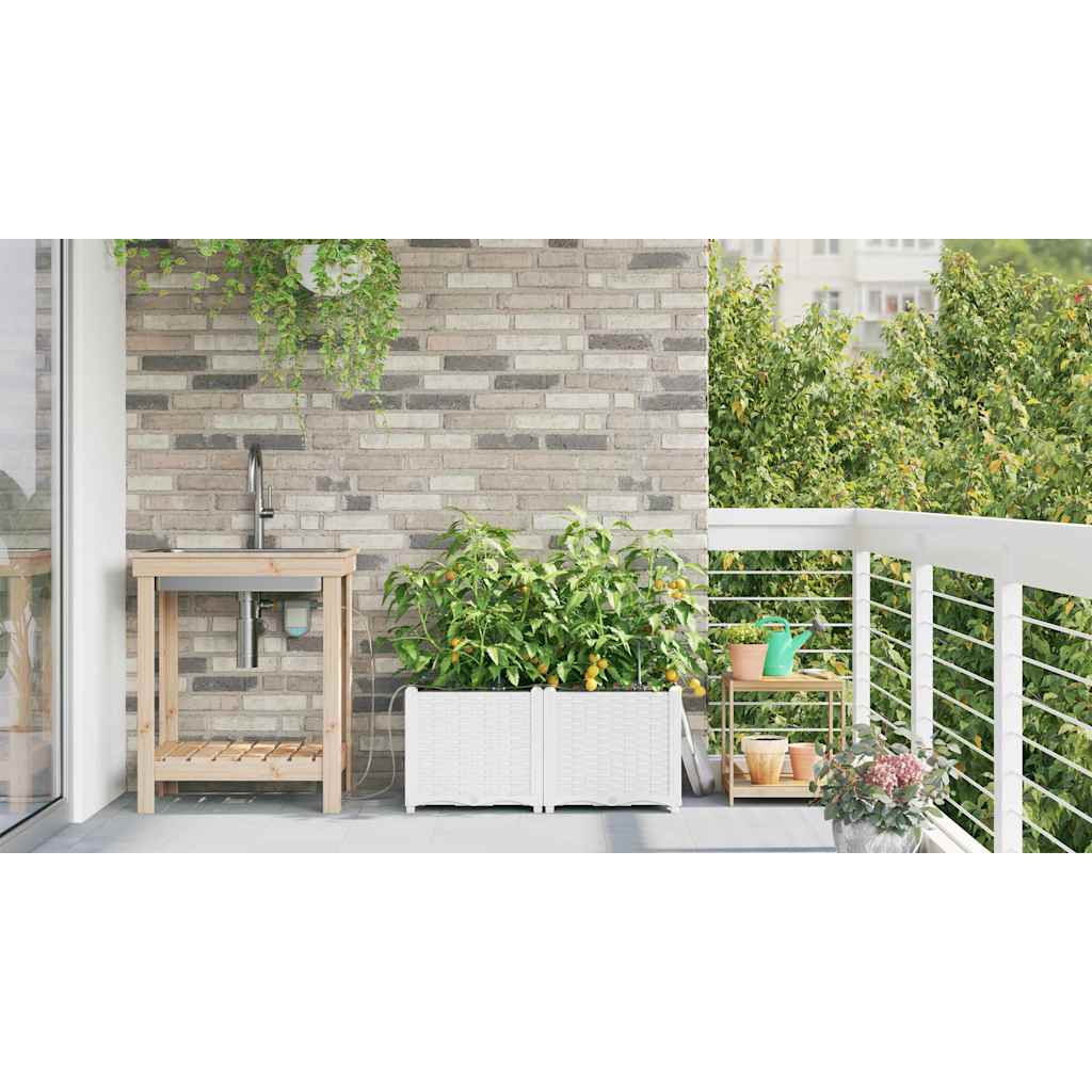 Ghivece pentru grădină Alb 80 x 40 x 37.5 cm Oțel GartenMobel Dekor