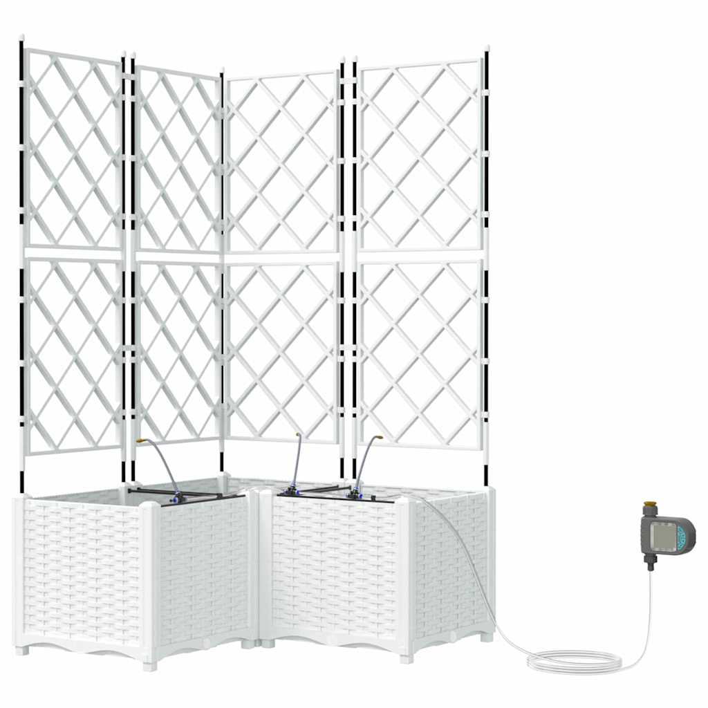 Ghivece pentru grădină Alb 80 x 80 x 142 cm Oțel GartenMobel Dekor
