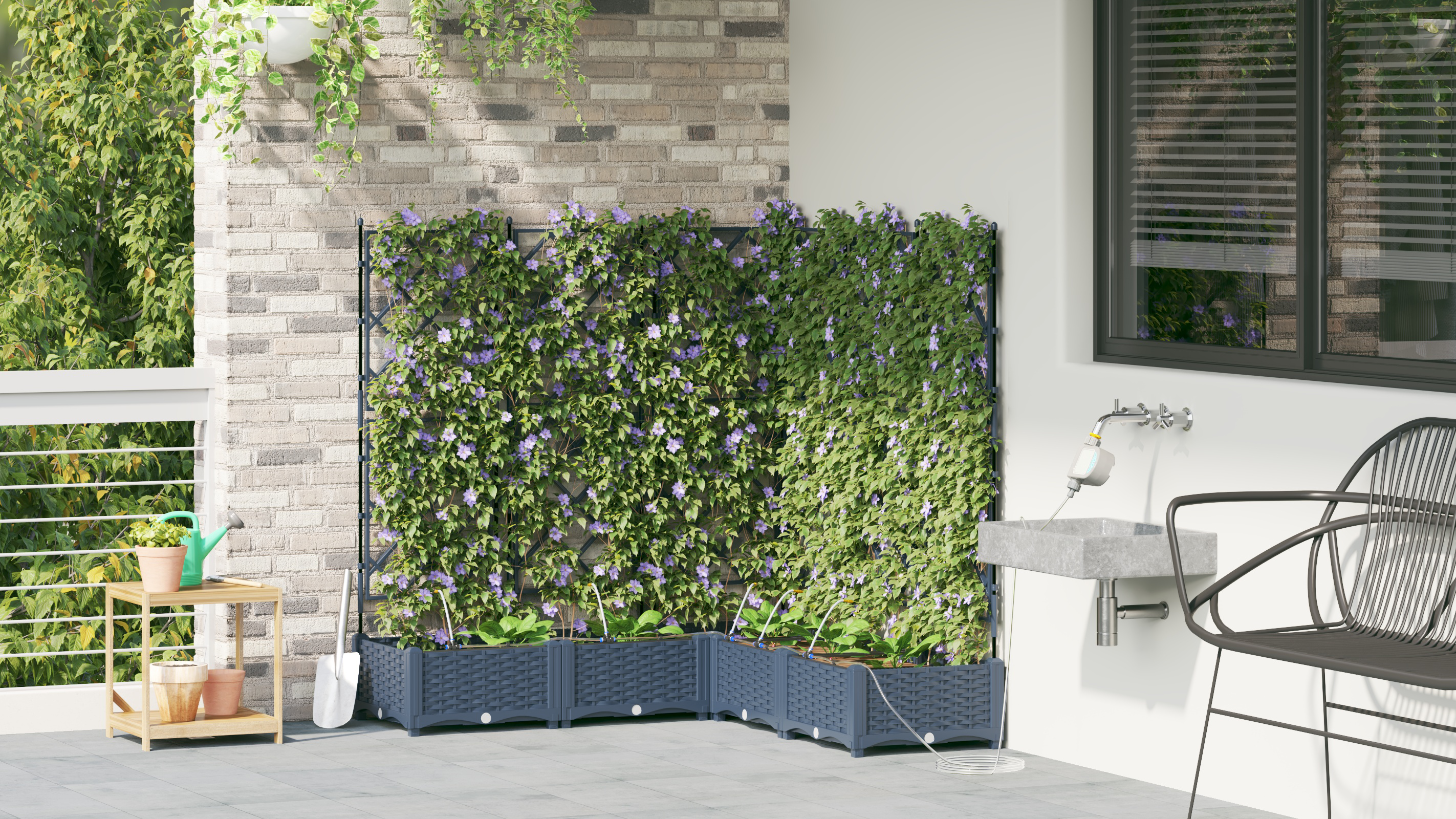 Ghivece pentru grădină Gri 120 x 120 x 126 cm Oțel GartenMobel Dekor