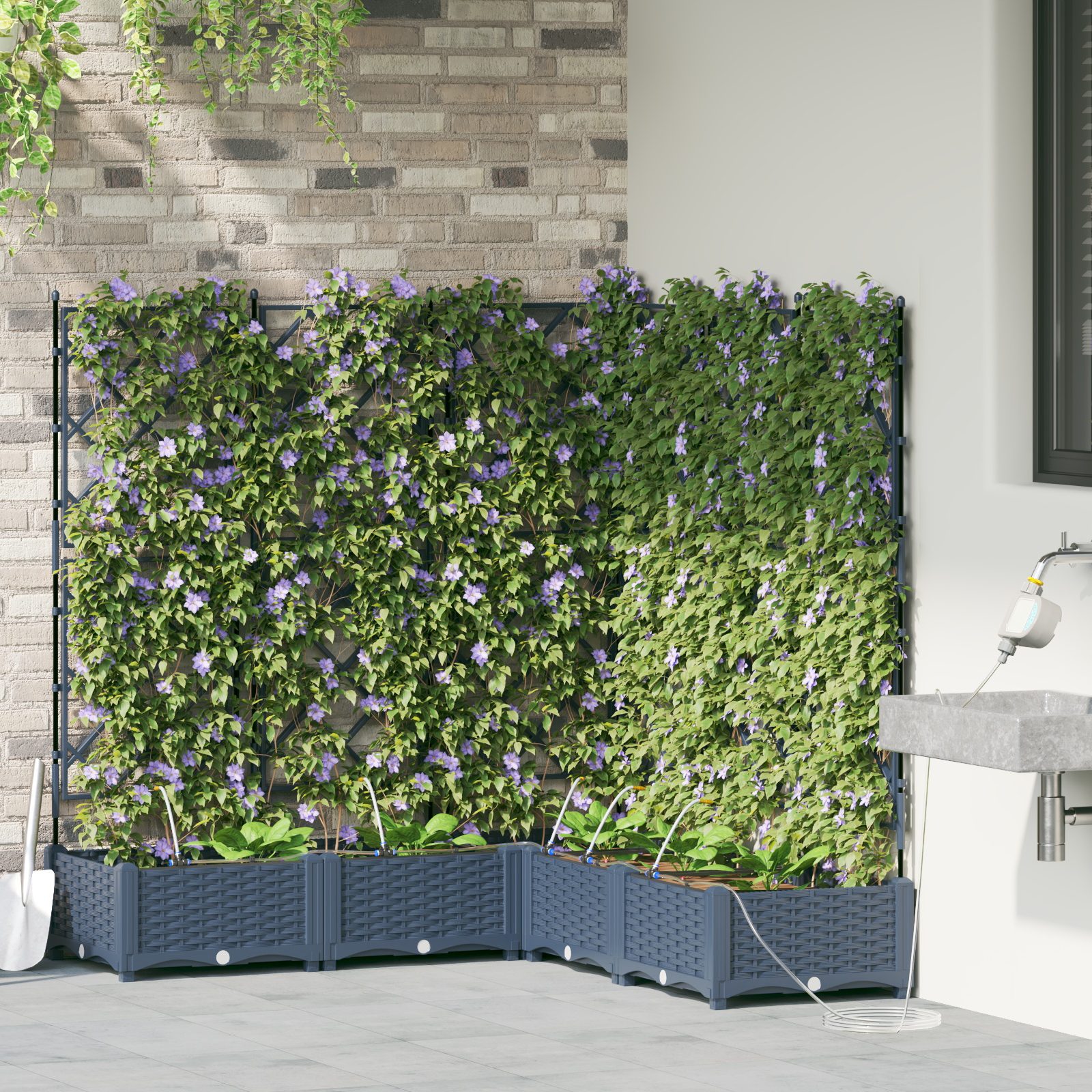 Ghivece pentru grădină Gri 120 x 120 x 126 cm Oțel GartenMobel Dekor