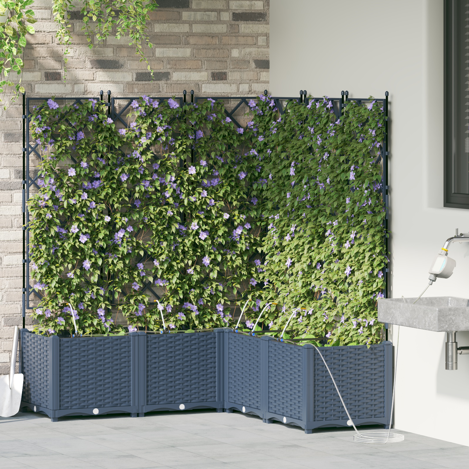 Ghivece pentru grădină Gri 120 x 120 x 142 cm Oțel GartenMobel Dekor