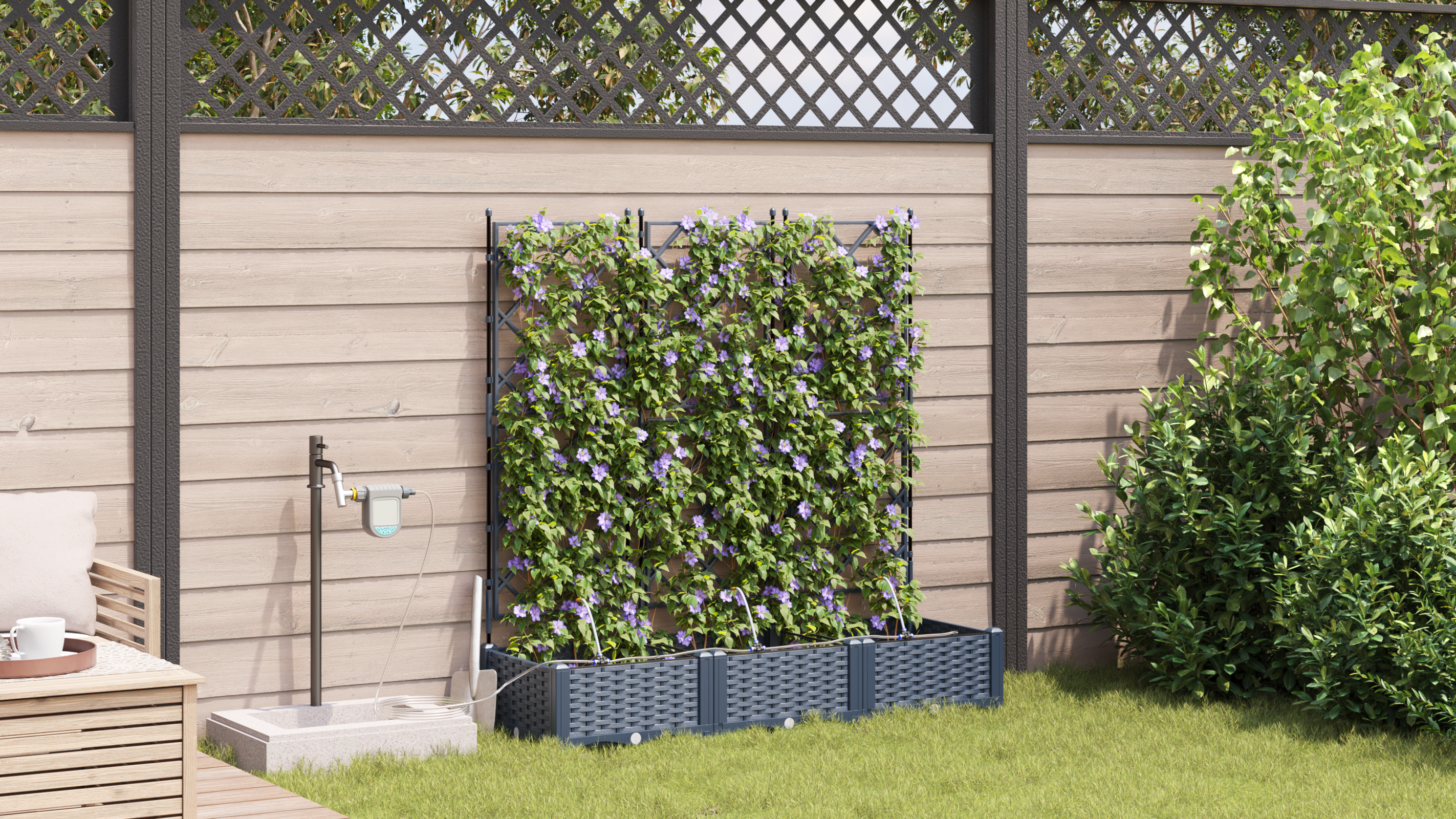 Ghivece pentru grădină Gri 120 x 40 x 126 cm Oțel GartenMobel Dekor