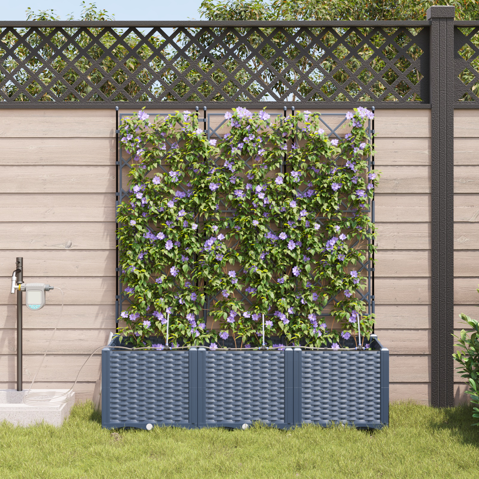 Ghivece pentru grădină Gri 120 x 40 x 142 cm Oțel GartenMobel Dekor