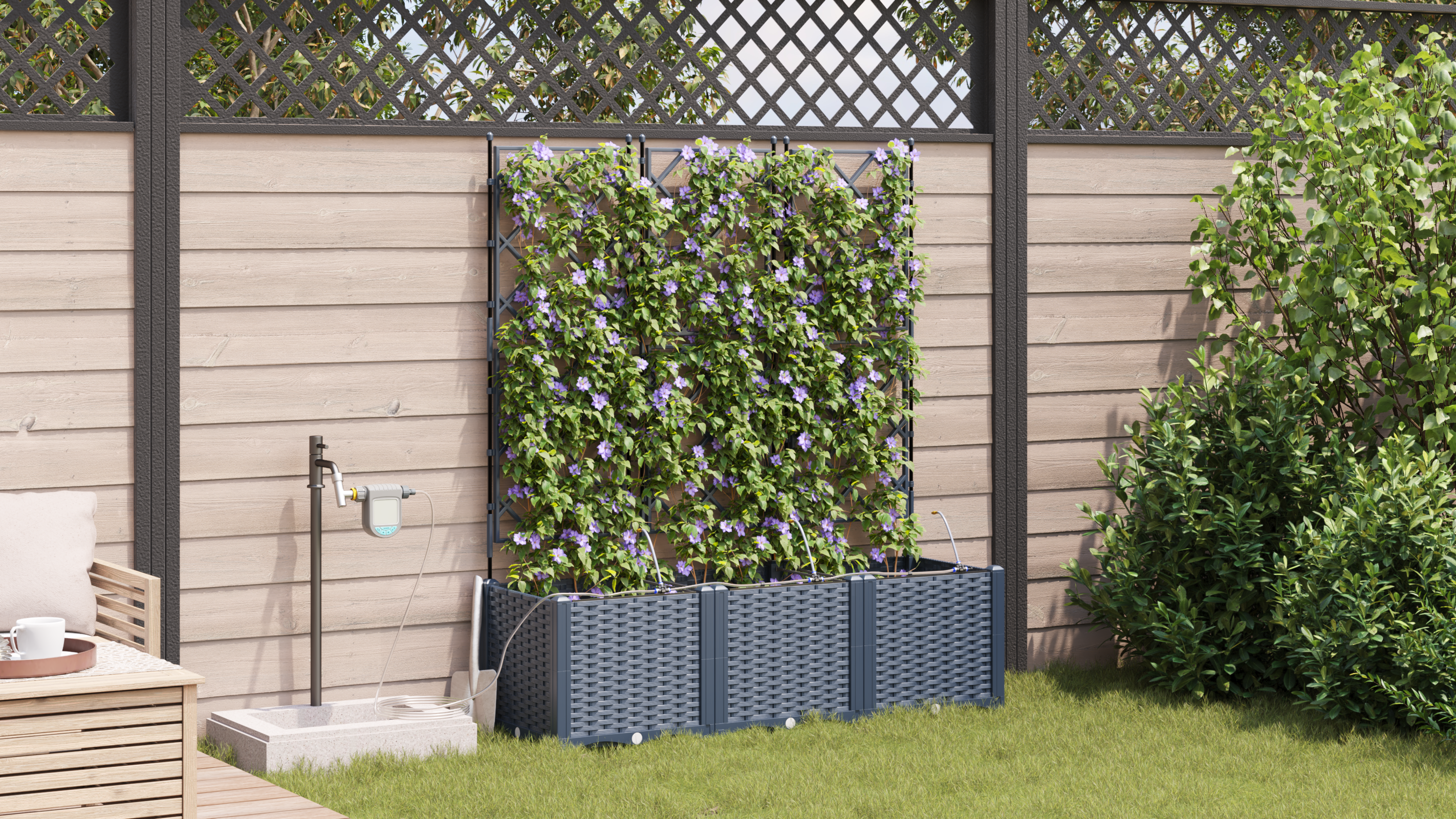 Ghivece pentru grădină Gri 120 x 40 x 142 cm Oțel GartenMobel Dekor