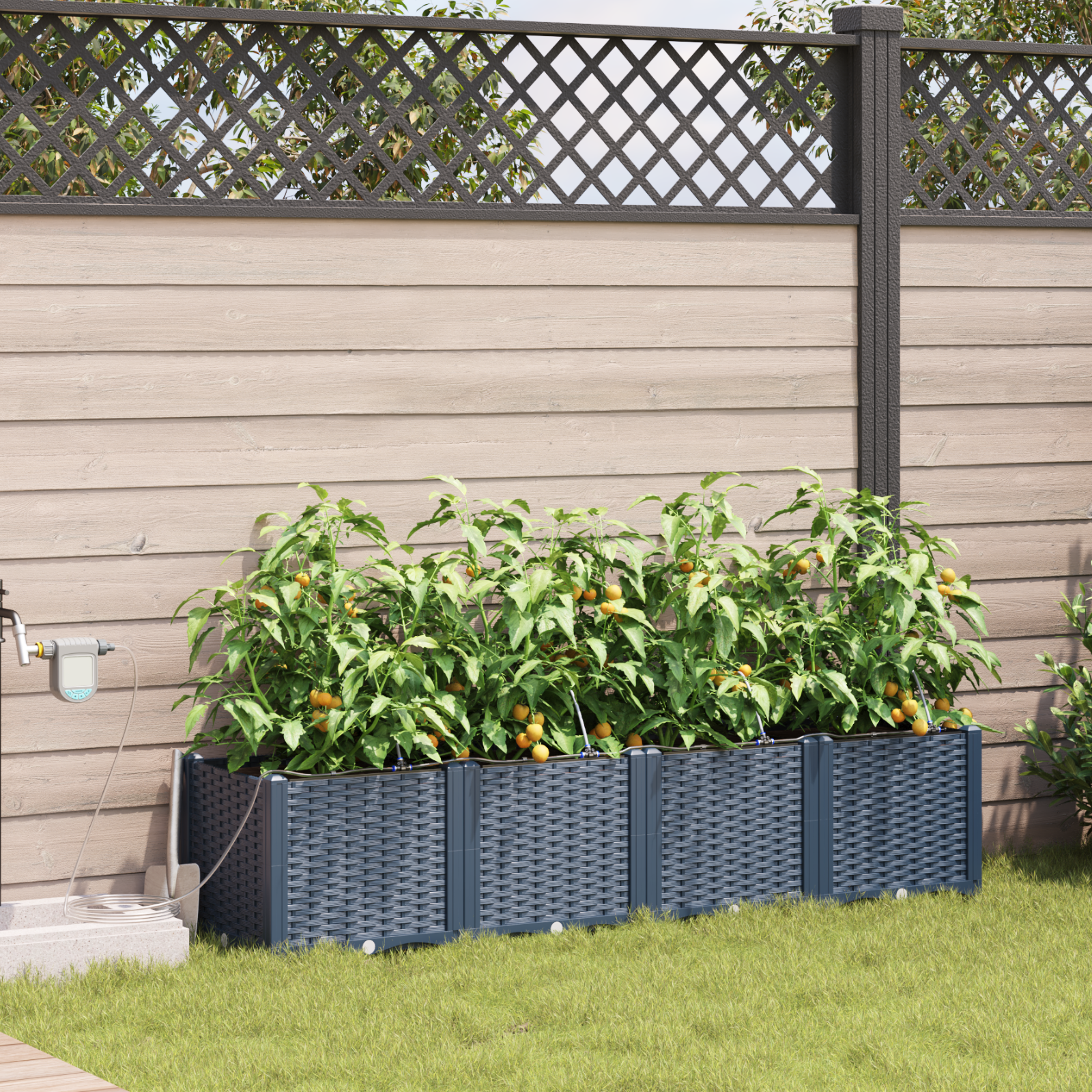 Ghivece pentru grădină Gri 160 x 40 x 37.5 cm Oțel GartenMobel Dekor