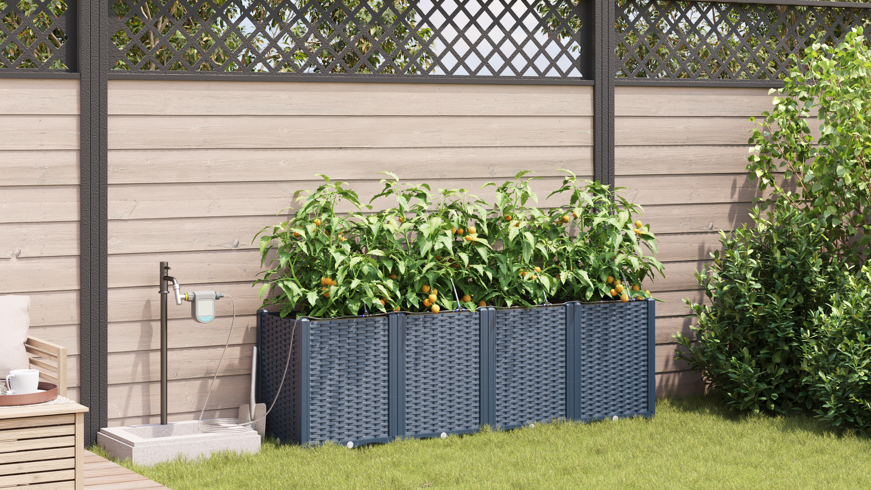 Ghivece pentru grădină Gri 160 x 40 x 52 cm Oțel GartenMobel Dekor