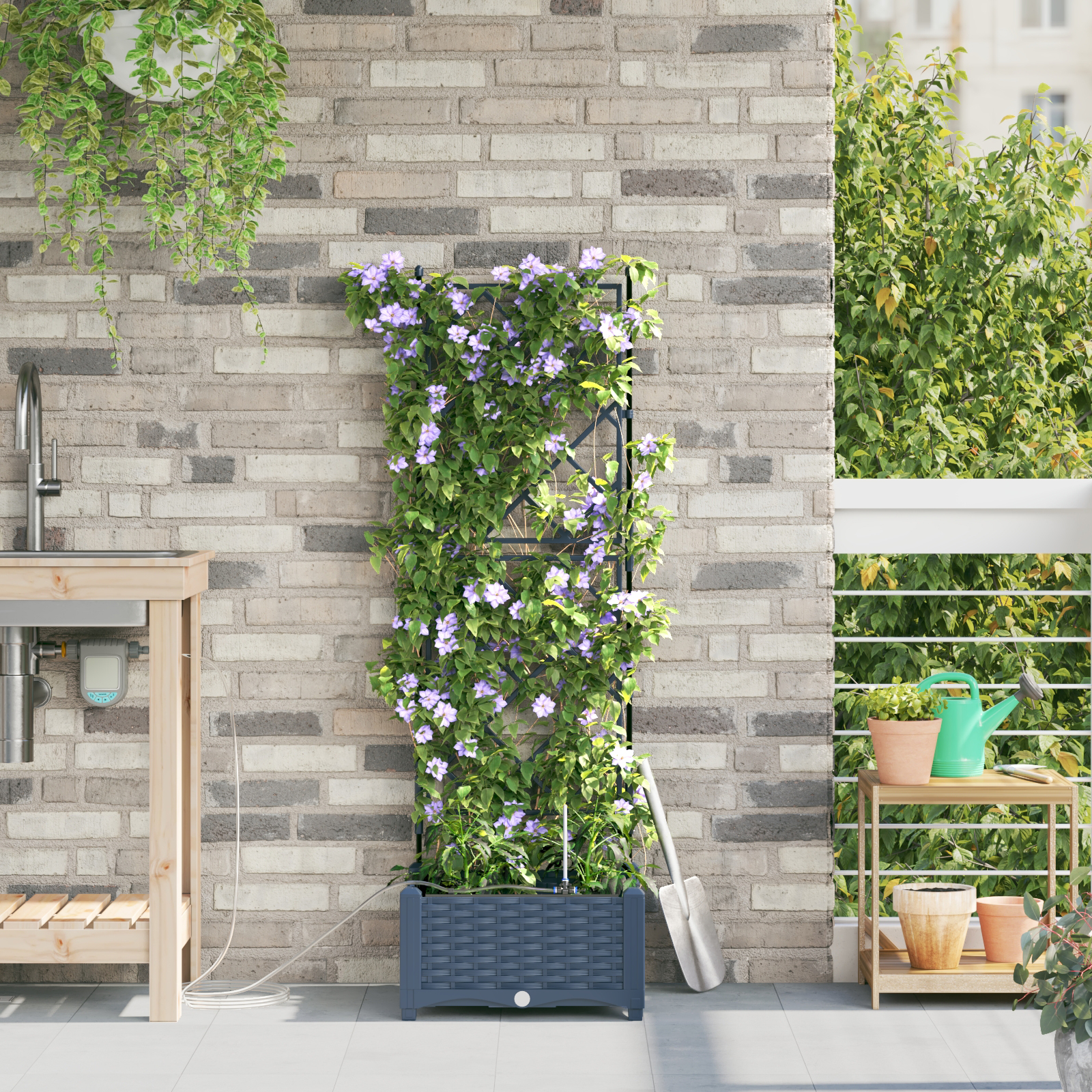 Ghivece pentru grădină Gri 40 x 40 x 126 cm Oțel GartenMobel Dekor