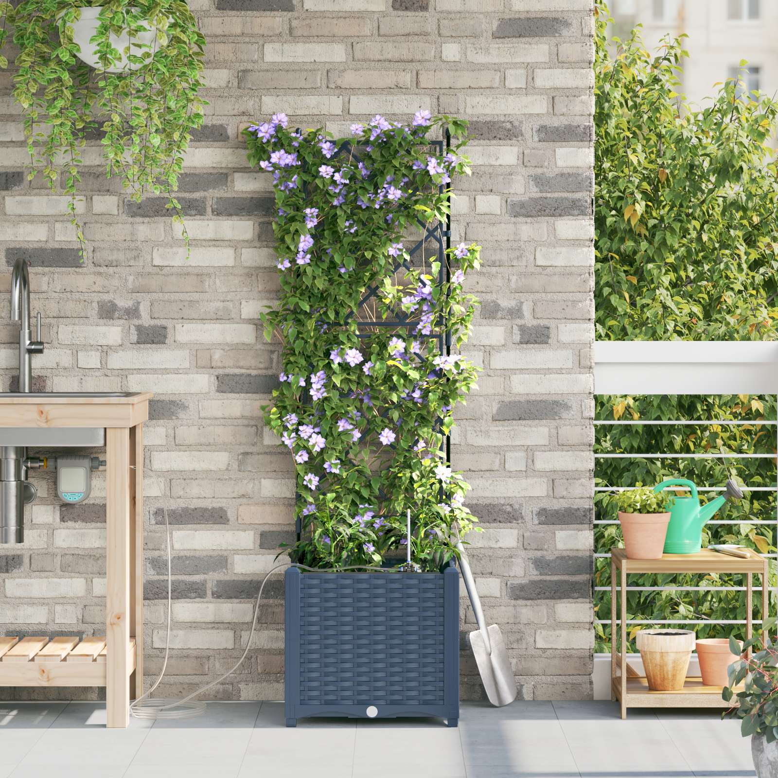 Ghivece pentru grădină Gri 40 x 40 x 142 cm Oțel GartenMobel Dekor