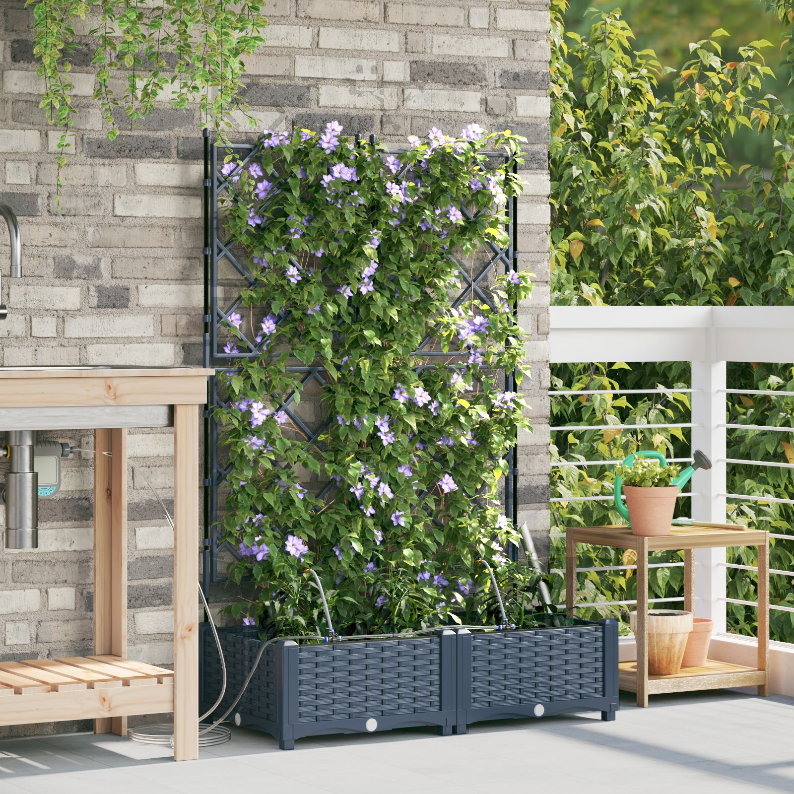 Ghivece pentru grădină Gri 80 x 40 x 126 cm Oțel GartenMobel Dekor