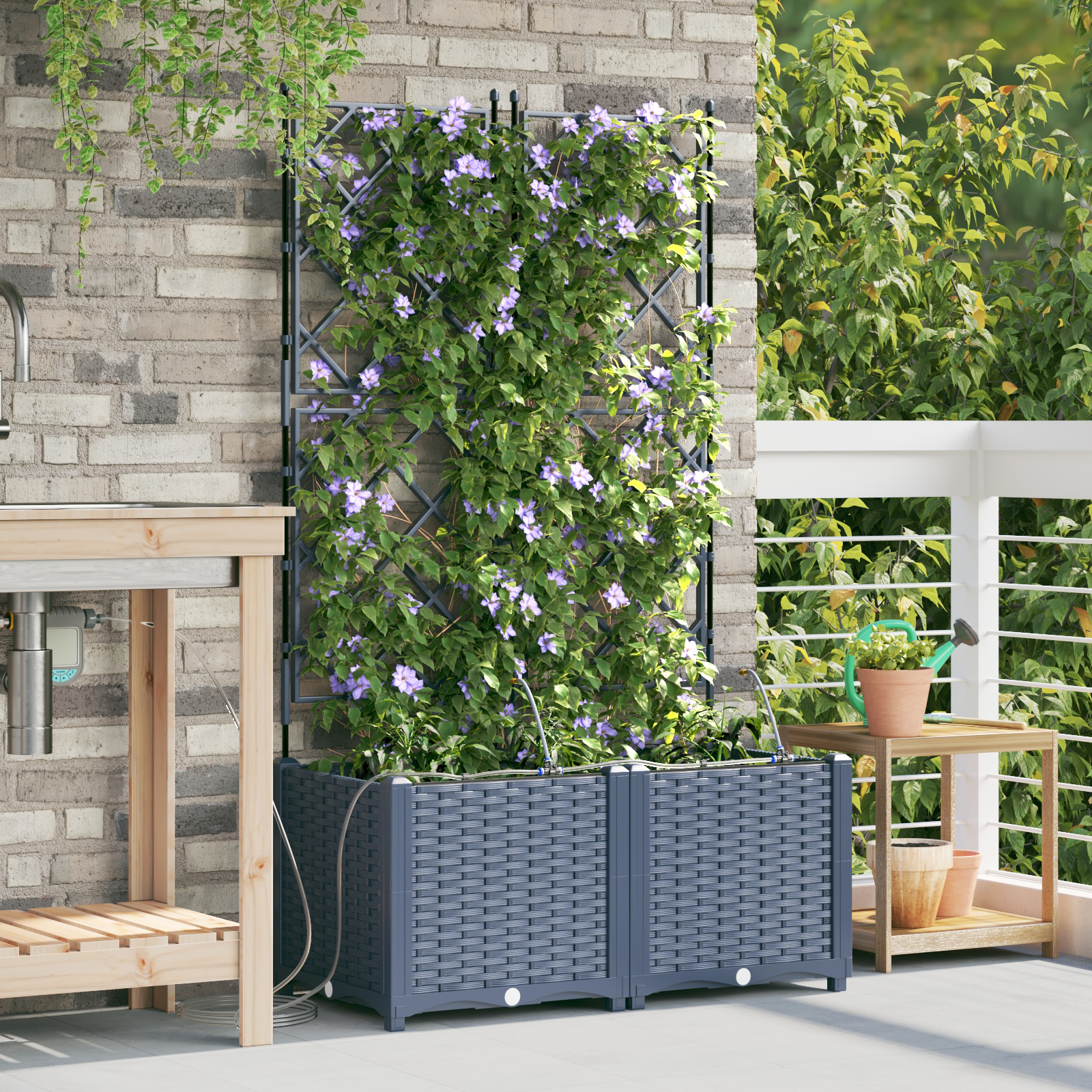 Ghivece pentru grădină Gri 80 x 40 x 142 cm Oțel GartenMobel Dekor