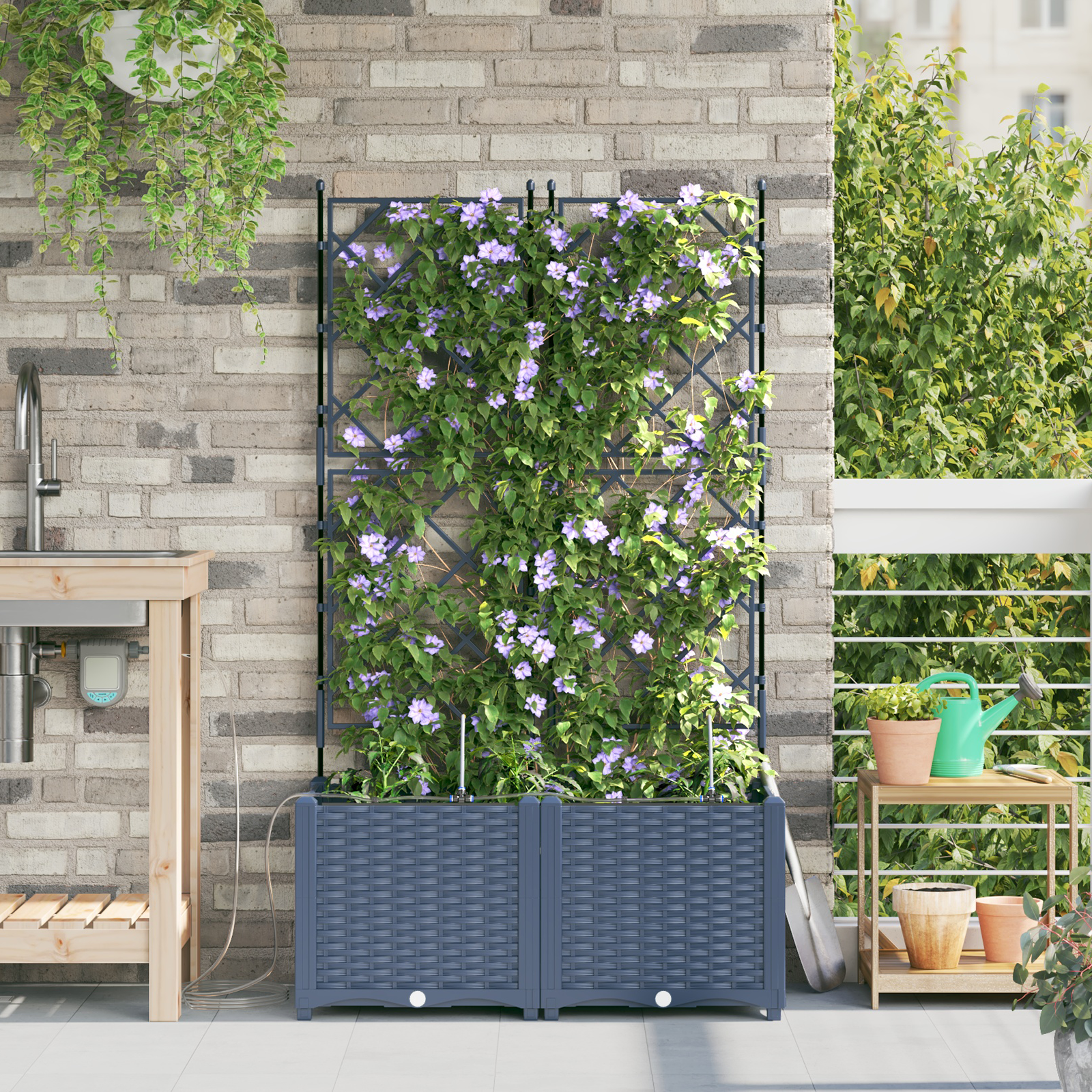 Ghivece pentru grădină Gri 80 x 40 x 142 cm Oțel GartenMobel Dekor