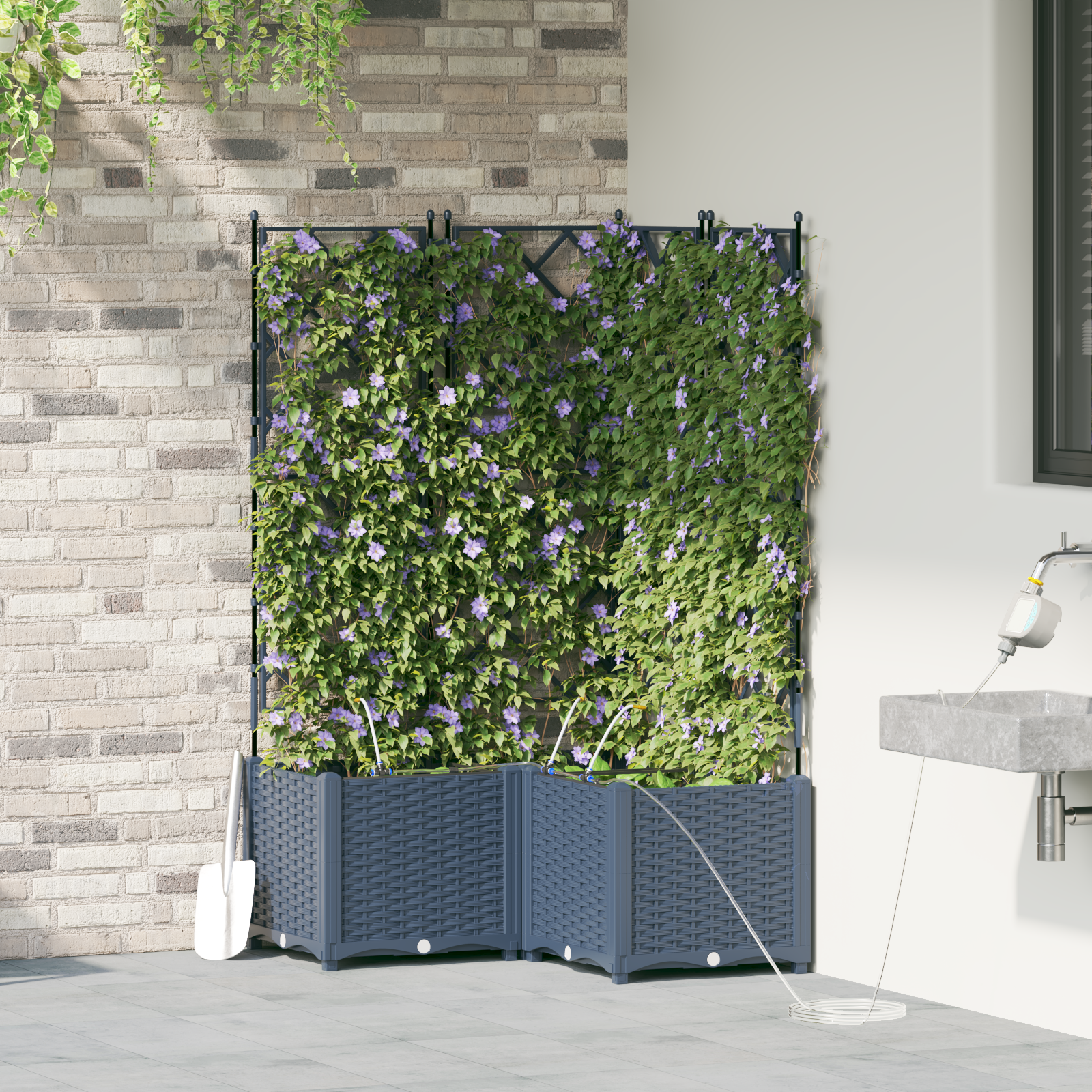 Ghivece pentru grădină Gri 80 x 80 x 142 cm Oțel GartenMobel Dekor
