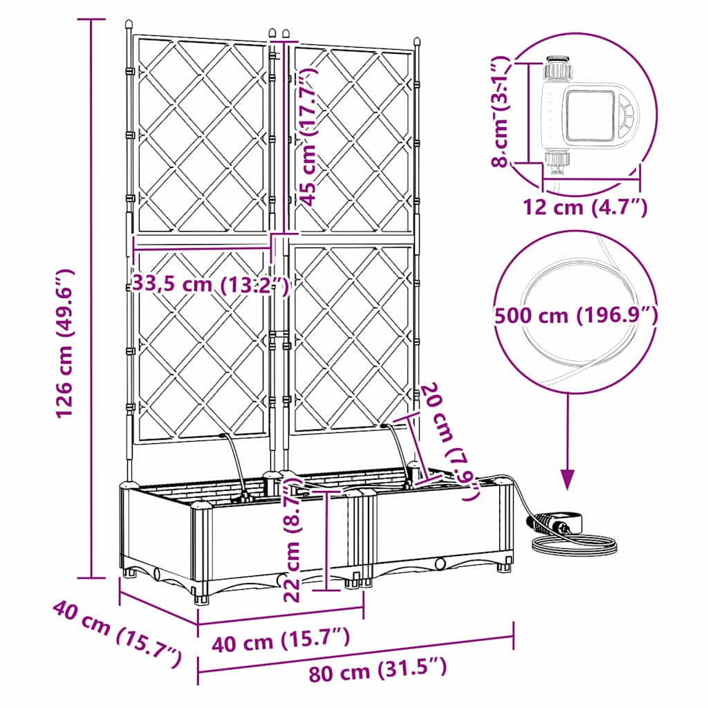 Ghivece pentru grădină Gri deschis 80 x 40 x 126 cm Oțel GartenMobel Dekor