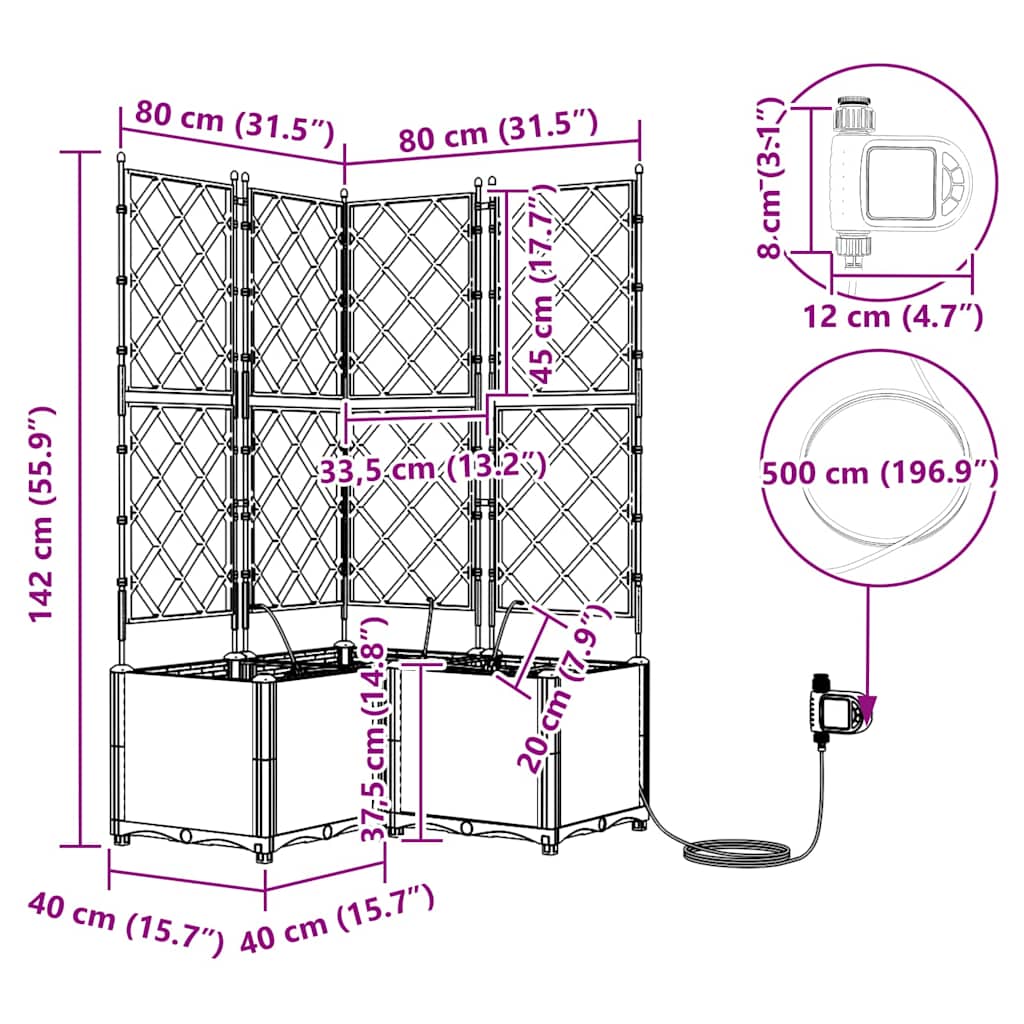 Ghivece pentru grădină Gri deschis 80 x 80 x 142 cm Oțel GartenMobel Dekor