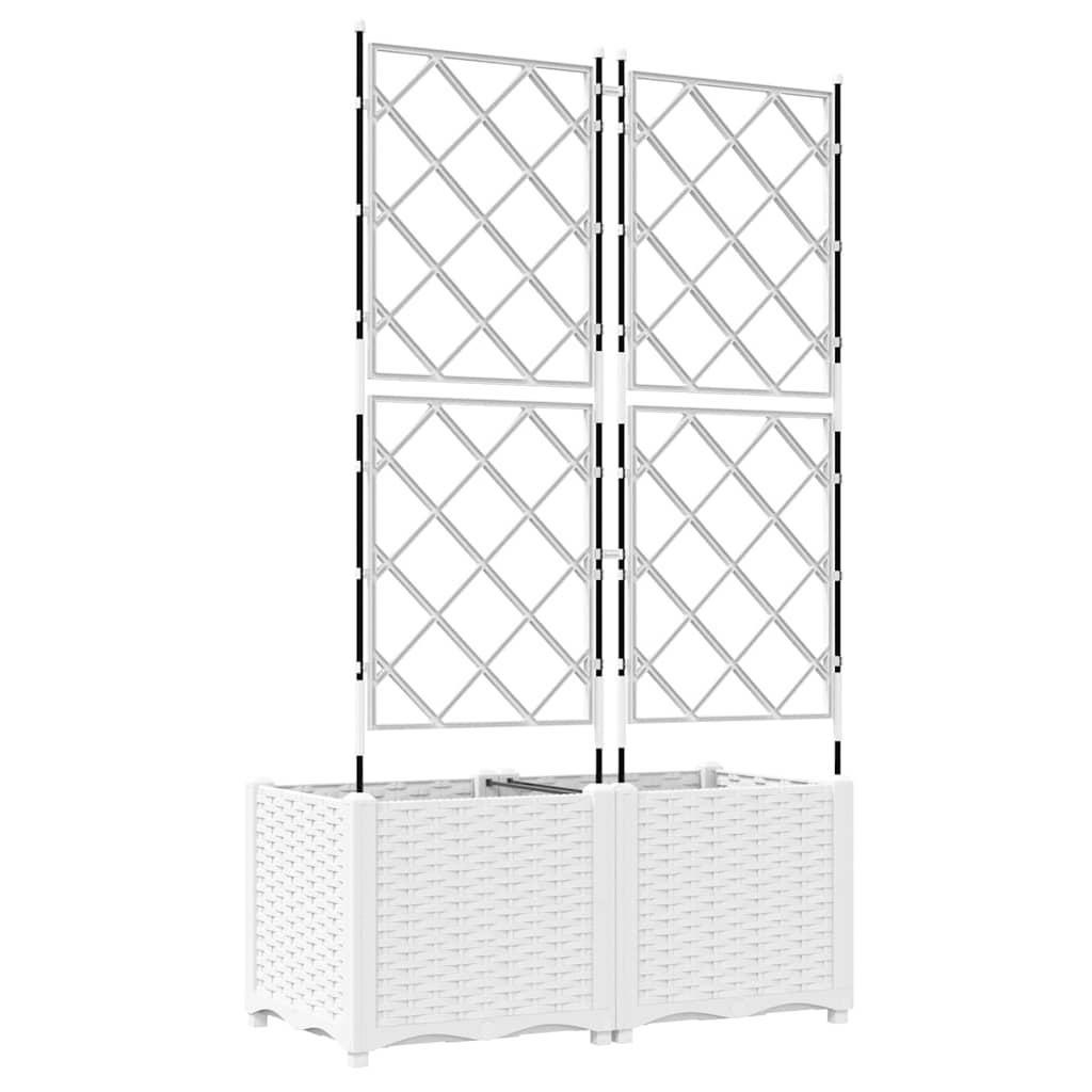 Ghiveci de grădină cu trellis 2 pcs Alb 80 x 40 x 143 cm PP GartenMobel Dekor