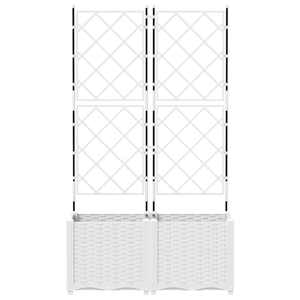 Ghiveci de grădină cu trellis 2 pcs Alb 80 x 40 x 143 cm PP GartenMobel Dekor
