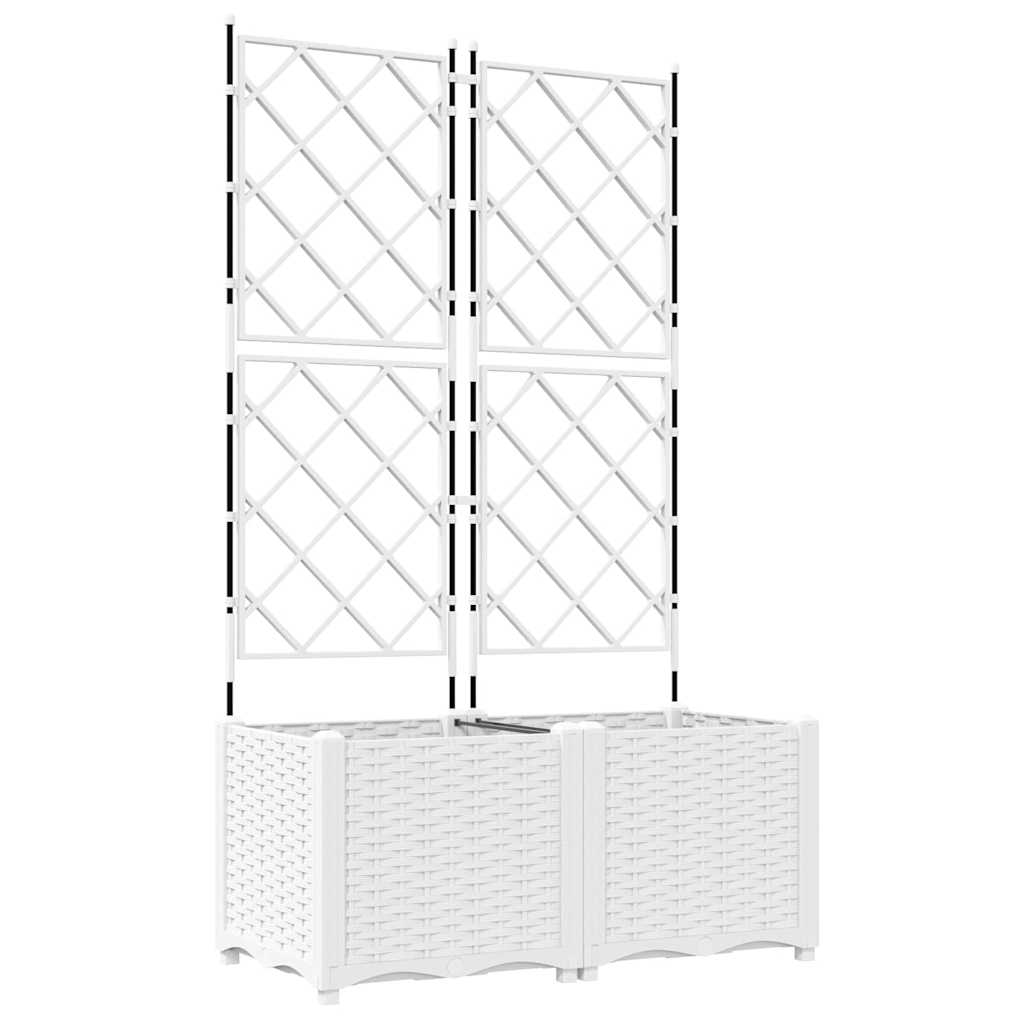 Ghiveci de grădină cu trellis 2 pcs Alb 80 x 40 x 143 cm PP GartenMobel Dekor