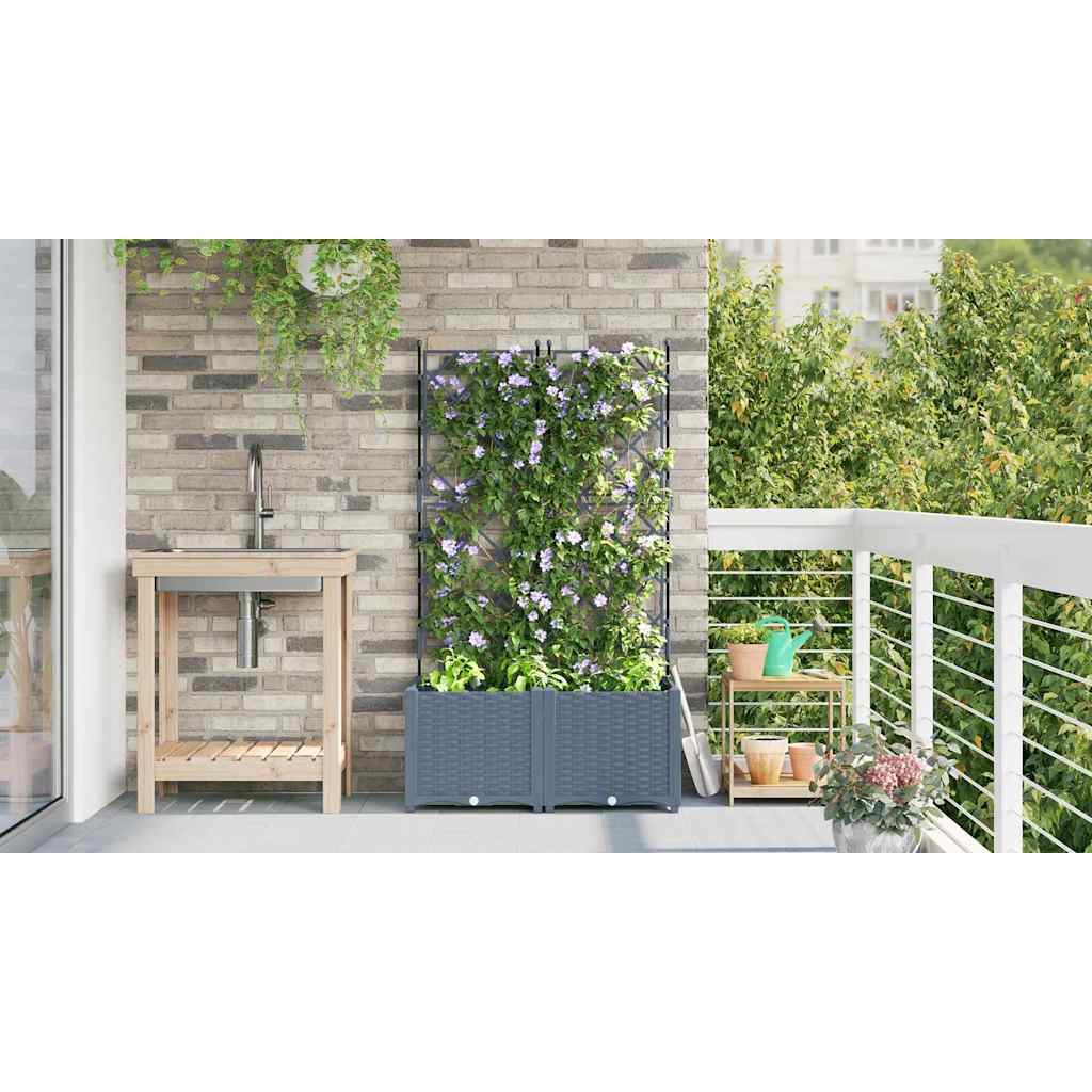 Ghiveci de grădină cu trellis 2 pcs Gri deschis GartenMobel Dekor