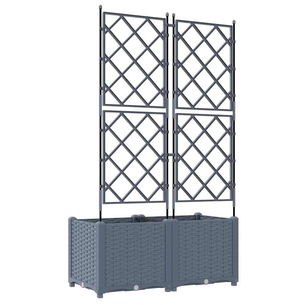 Ghiveci de grădină cu trellis 2 pcs Gri deschis GartenMobel Dekor