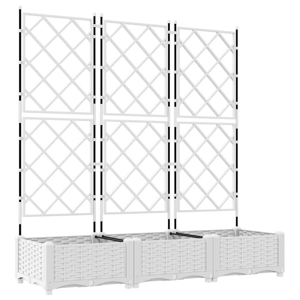 Ghiveci de grădină cu trellis 3 pcs Alb 120 x 40 x 125.5 cm PP GartenMobel Dekor