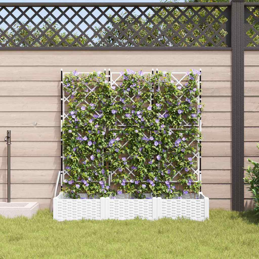 Ghiveci de grădină cu trellis 3 pcs Alb 120 x 40 x 125.5 cm PP GartenMobel Dekor