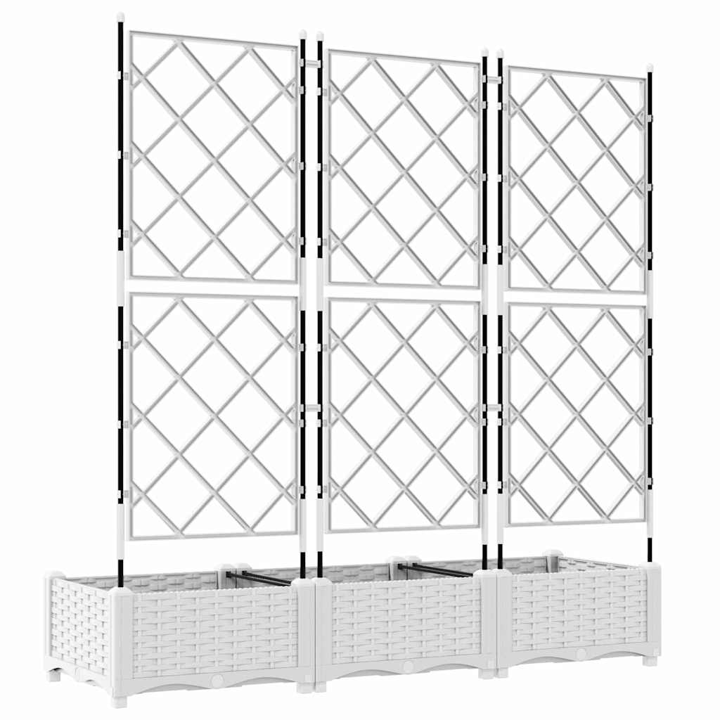 Ghiveci de grădină cu trellis 3 pcs Alb 120 x 40 x 125.5 cm PP GartenMobel Dekor
