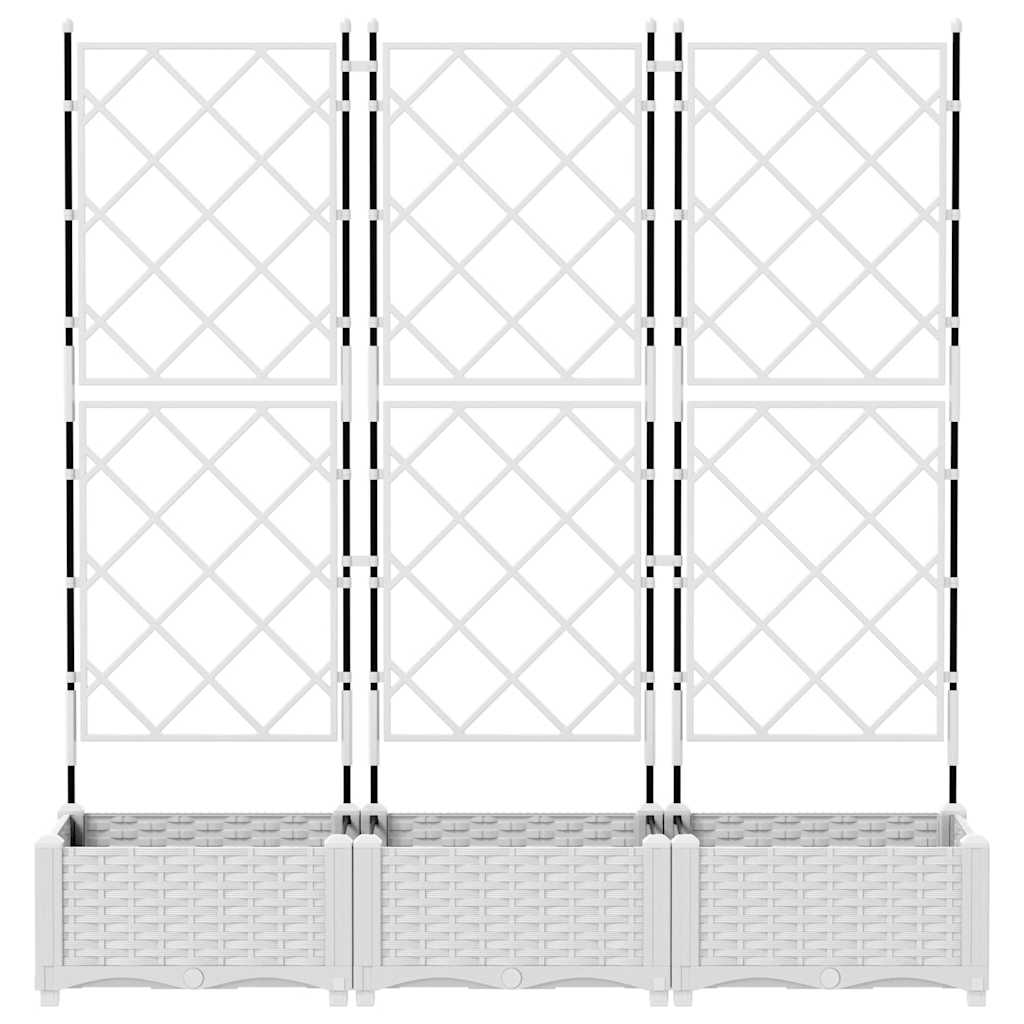 Ghiveci de grădină cu trellis 3 pcs Alb 120 x 40 x 125.5 cm PP GartenMobel Dekor