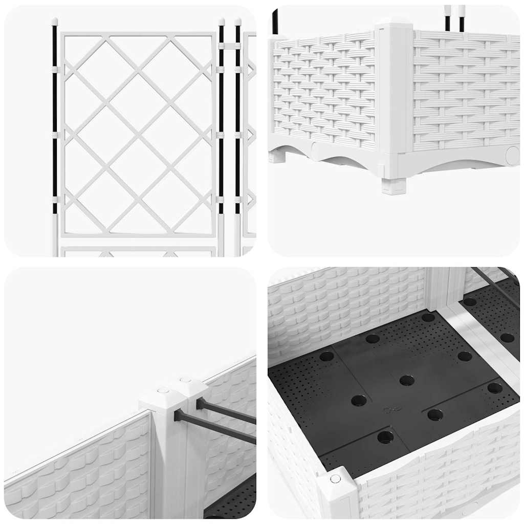 Ghiveci de grădină cu trellis 3 pcs Alb 120 x 40 x 125.5 cm PP GartenMobel Dekor