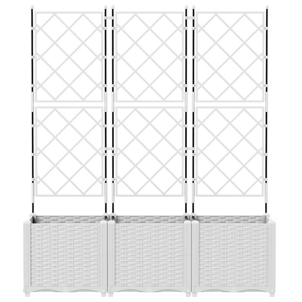 Ghiveci de grădină cu trellis 3 pcs Alb 120 x 40 x 143 cm PP GartenMobel Dekor
