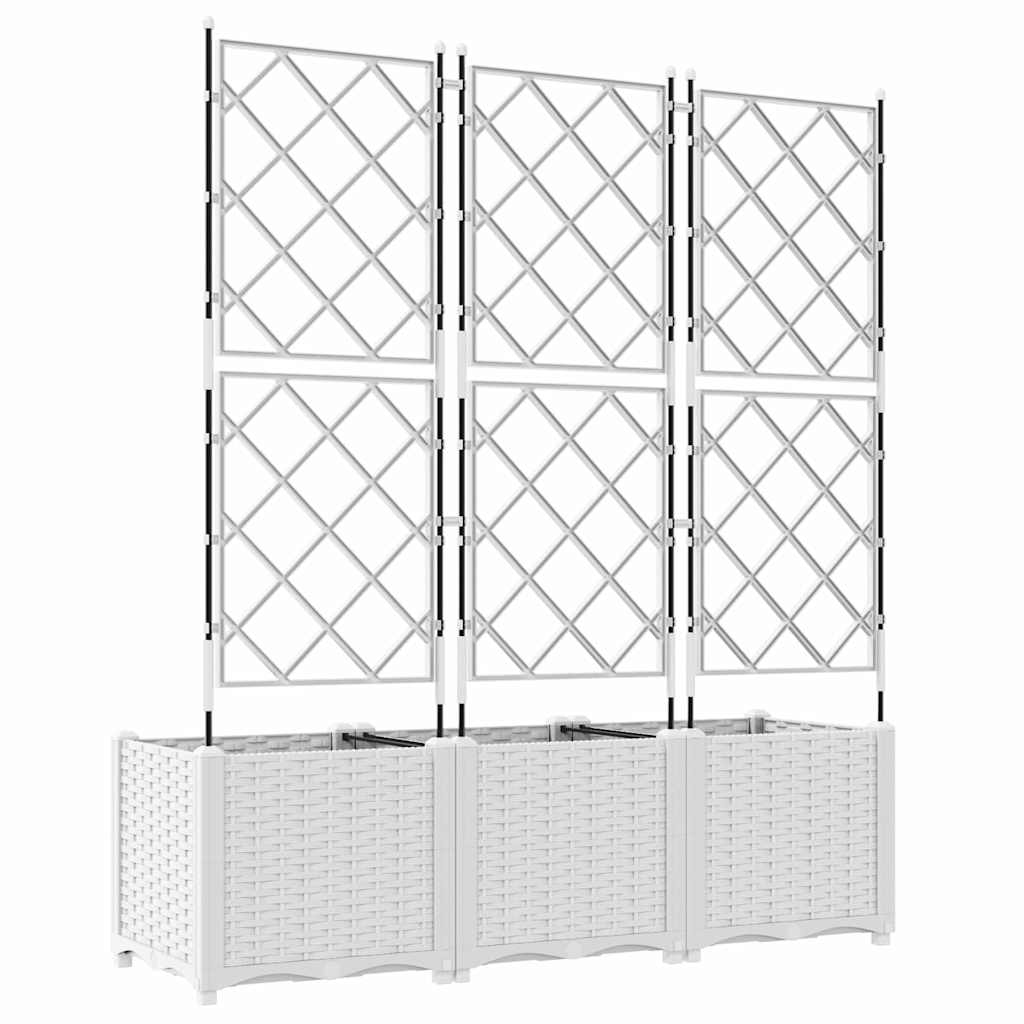 Ghiveci de grădină cu trellis 3 pcs Alb 120 x 40 x 143 cm PP GartenMobel Dekor