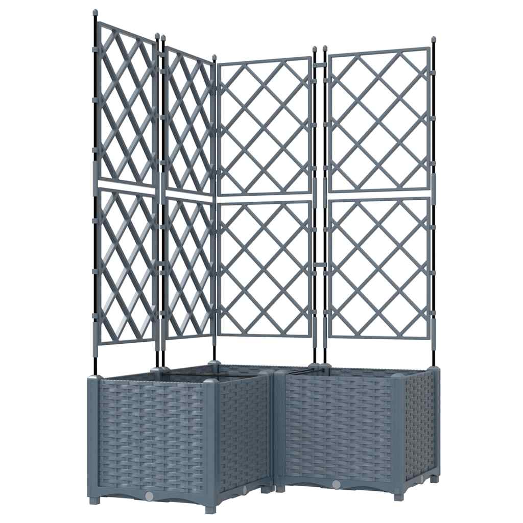 Ghiveci de grădină cu trellis 3 pcs Gri deschis GartenMobel Dekor
