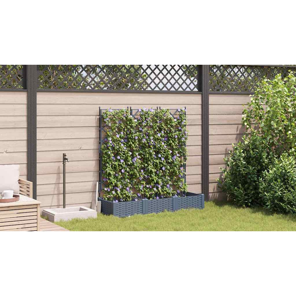Ghiveci de grădină cu trellis 3 pcs Gri deschis GartenMobel Dekor