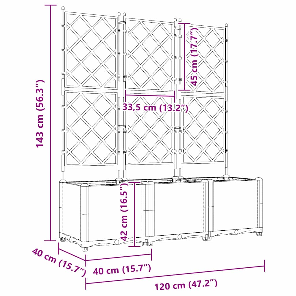 Ghiveci de grădină cu trellis 3 pcs Gri deschis GartenMobel Dekor