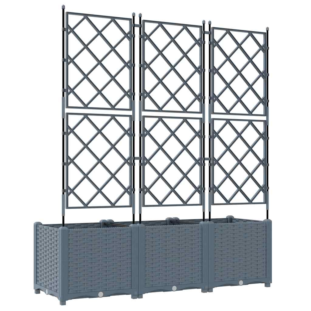 Ghiveci de grădină cu trellis 3 pcs Gri deschis GartenMobel Dekor