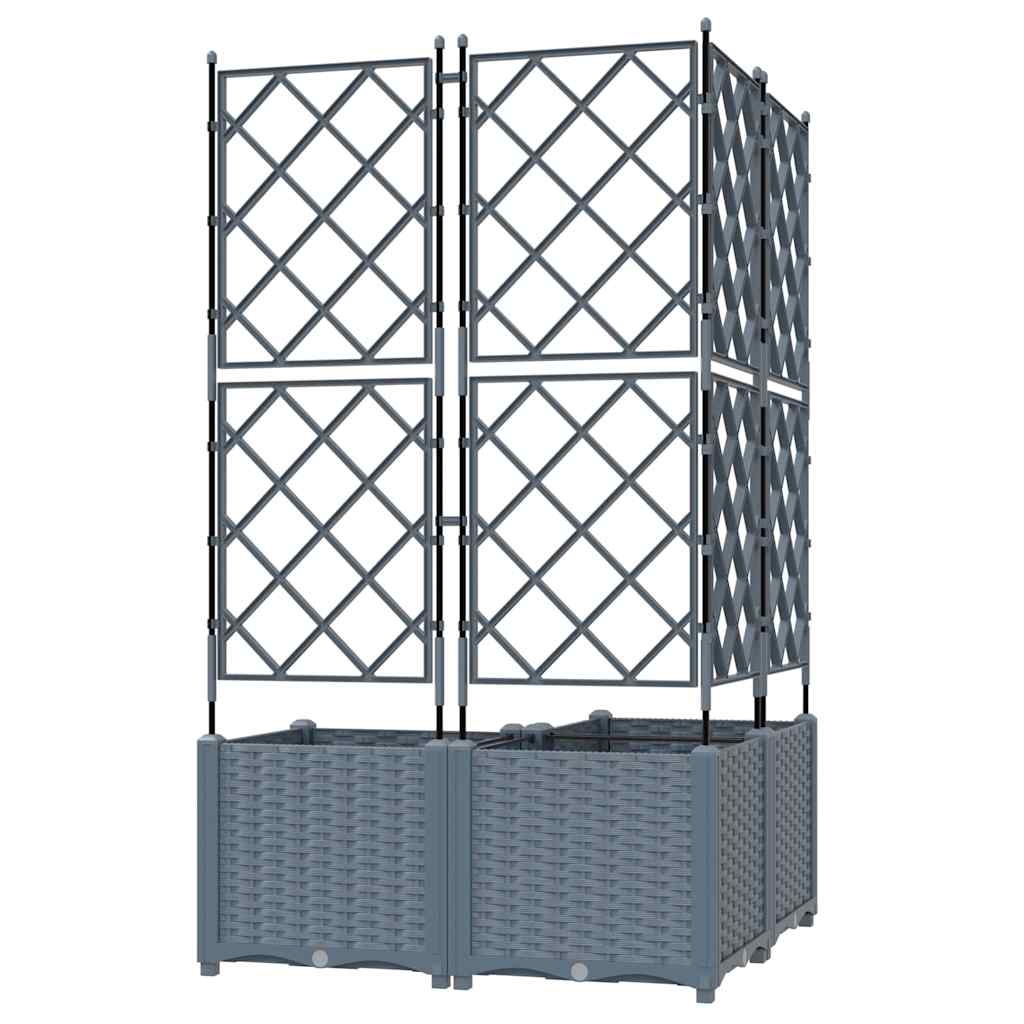 Ghiveci de grădină cu trellis 3 pcs Gri deschis GartenMobel Dekor