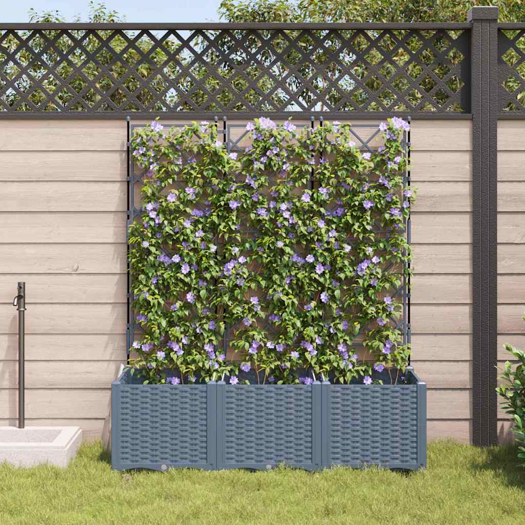 Ghiveci de grădină cu trellis 3 pcs Gri deschis GartenMobel Dekor
