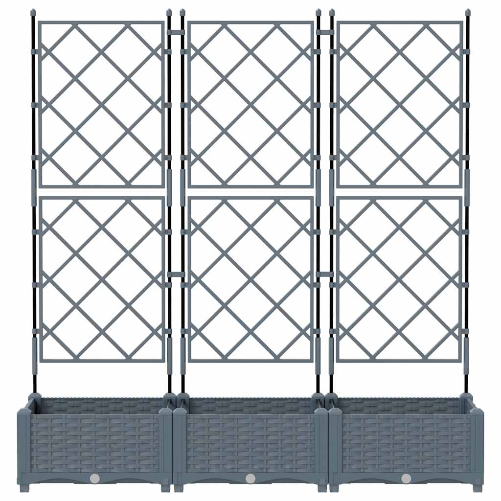 Ghiveci de grădină cu trellis 3 pcs Gri deschis GartenMobel Dekor