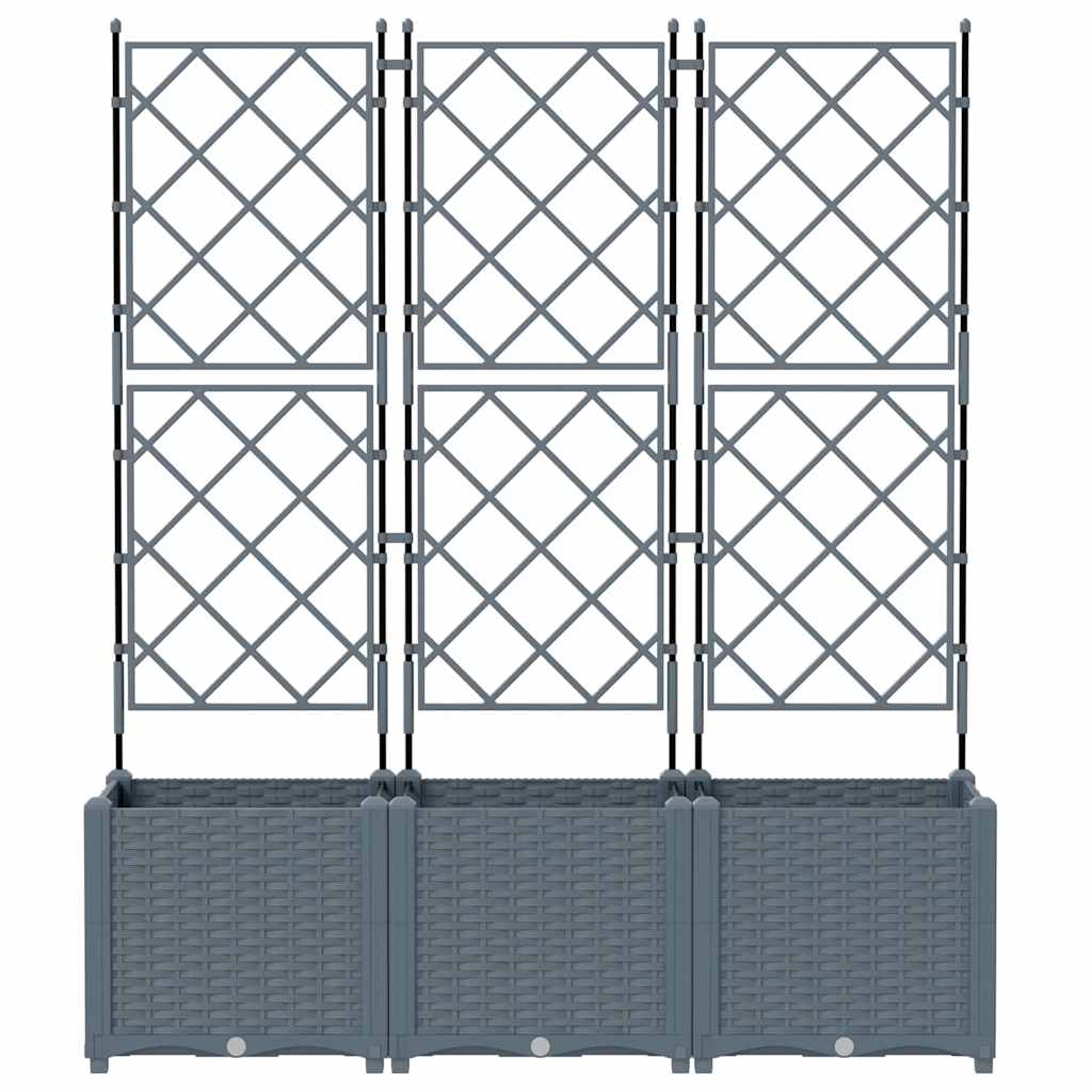 Ghiveci de grădină cu trellis 3 pcs Gri deschis GartenMobel Dekor