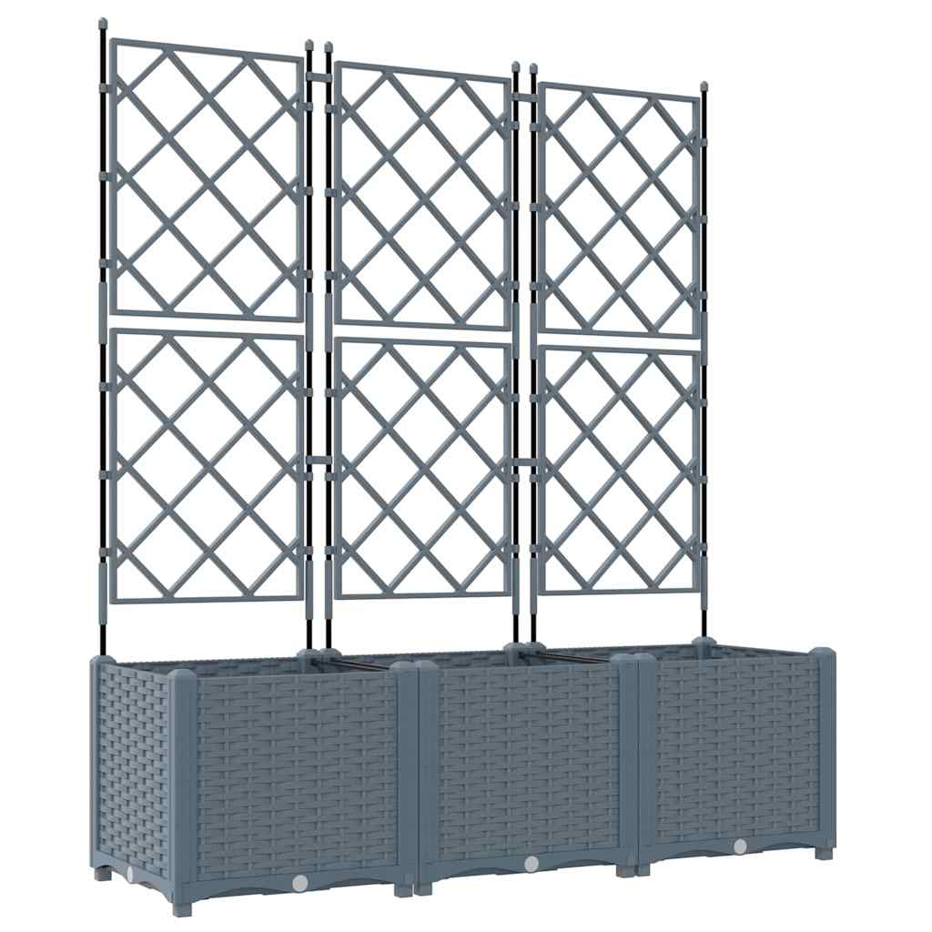 Ghiveci de grădină cu trellis 3 pcs Gri deschis GartenMobel Dekor