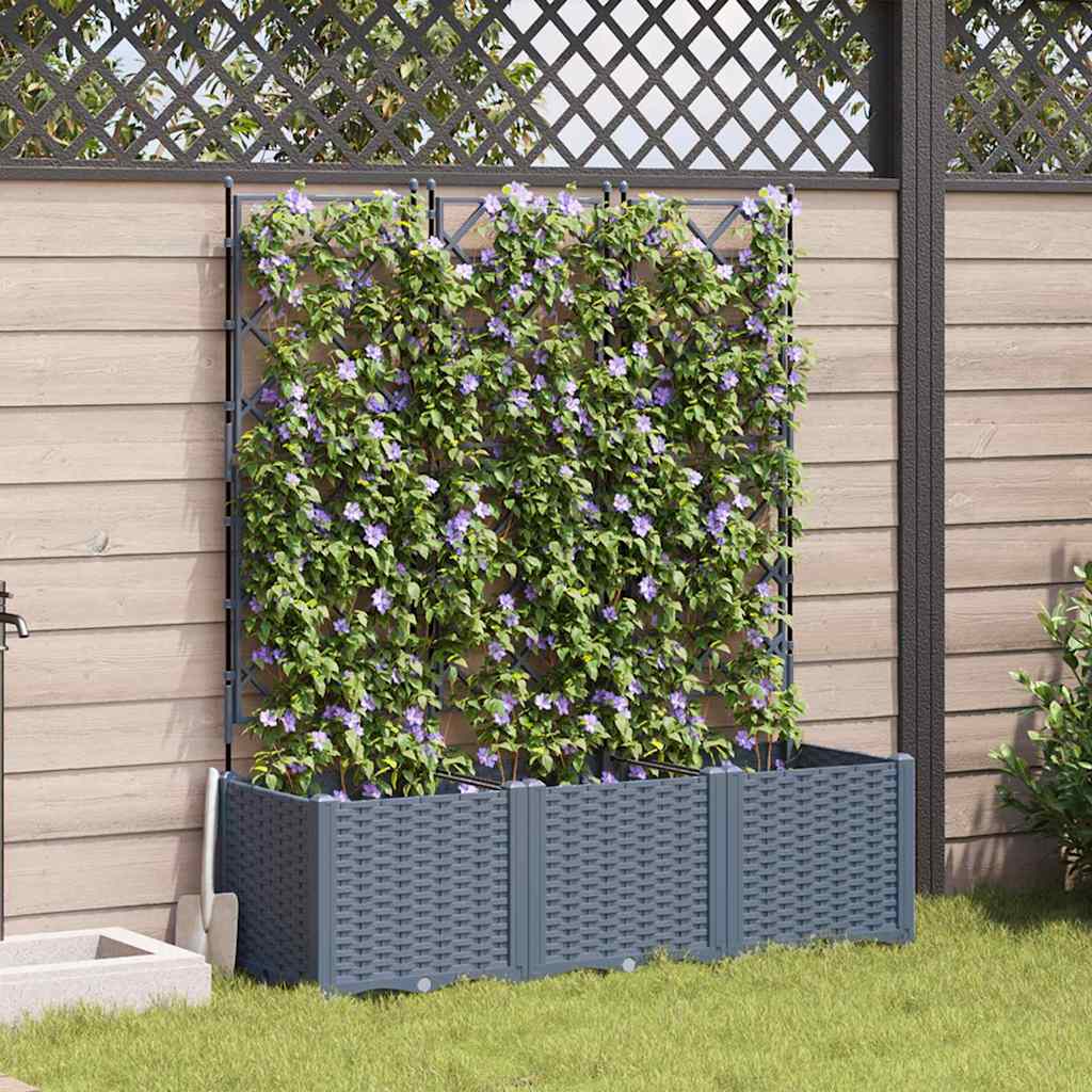 Ghiveci de grădină cu trellis 3 pcs Gri deschis GartenMobel Dekor