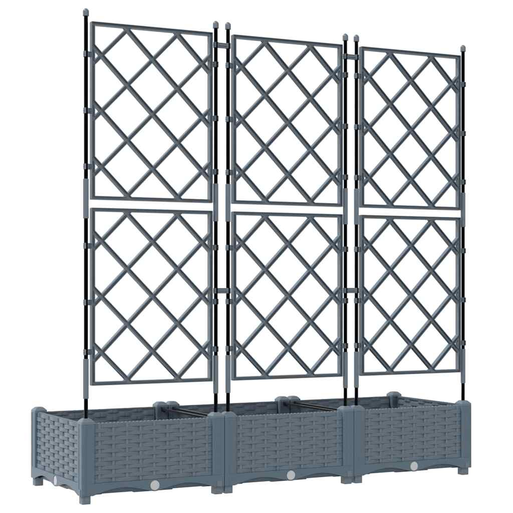 Ghiveci de grădină cu trellis 3 pcs Gri deschis GartenMobel Dekor