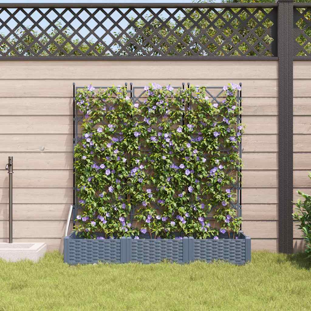 Ghiveci de grădină cu trellis 3 pcs Gri deschis GartenMobel Dekor