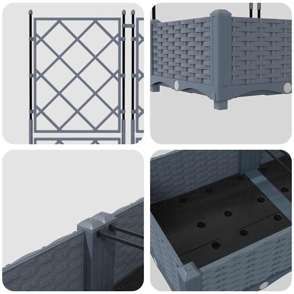 Ghiveci de grădină cu trellis 3 pcs Gri deschis GartenMobel Dekor