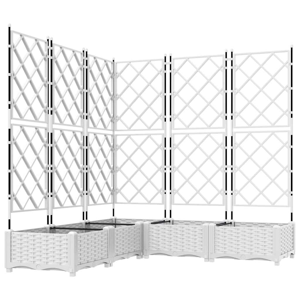 Ghiveci de grădină cu trellis 5 pcs Alb 120 x 120 x 125.5 cm PP GartenMobel Dekor