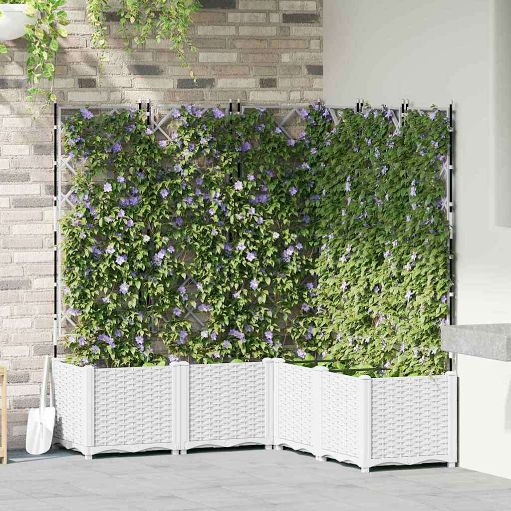 Ghiveci de grădină cu trellis 5 pcs Alb 120 x 120 x 143 cm PP GartenMobel Dekor