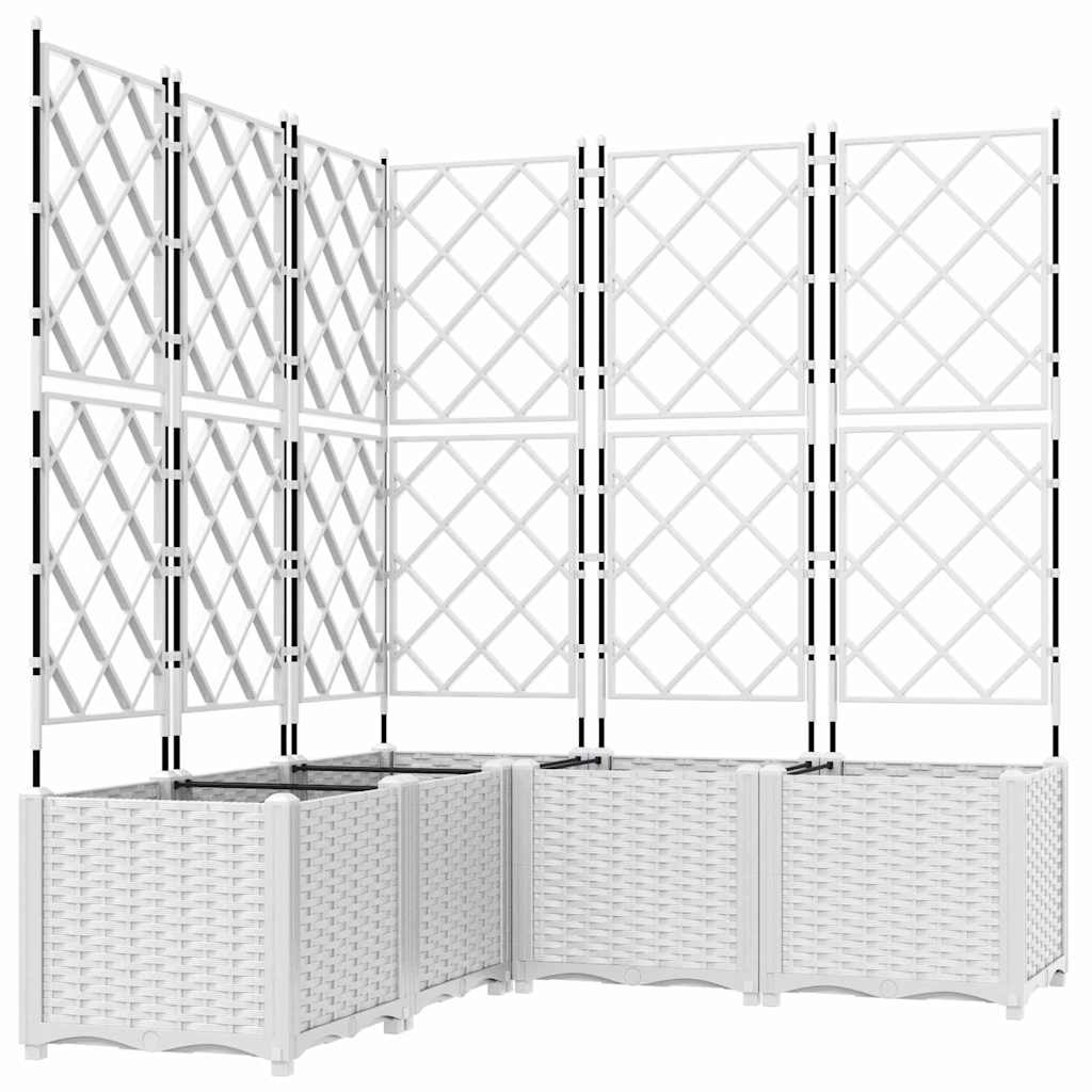 Ghiveci de grădină cu trellis 5 pcs Alb 120 x 120 x 143 cm PP GartenMobel Dekor
